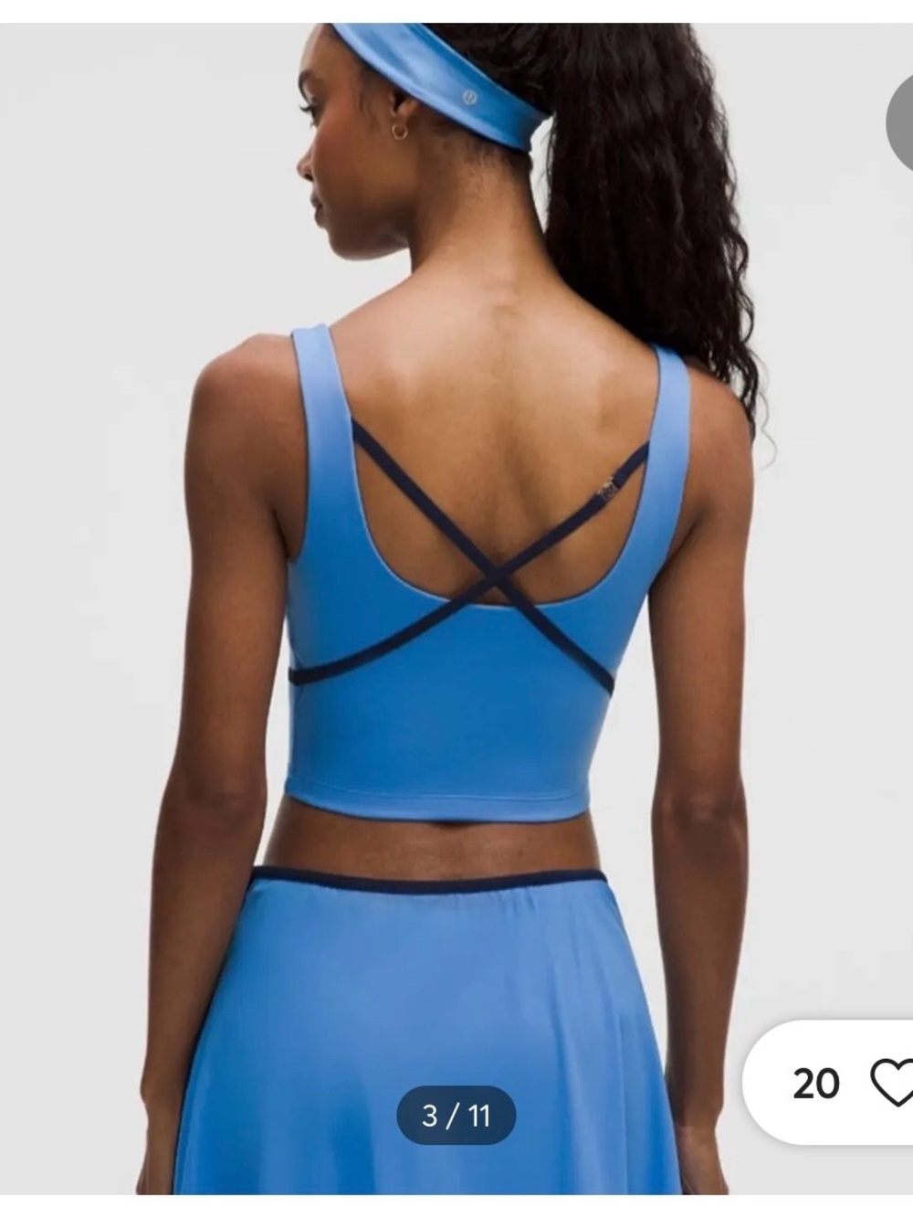 lululemon athletica Tennis White Cropped top with pads and wrap skirt. Size XL - Picture 3 of 16